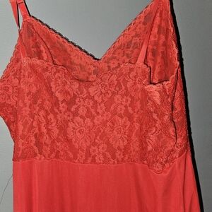 Vintage KAYSER RED Lace Empire Waist Maxi Slip⁴ Dress 38 Valentines Day